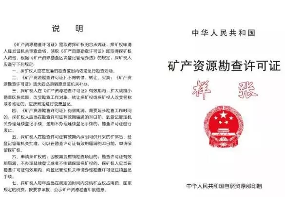 新版《礦產(chǎn)資源勘查許可證》正面